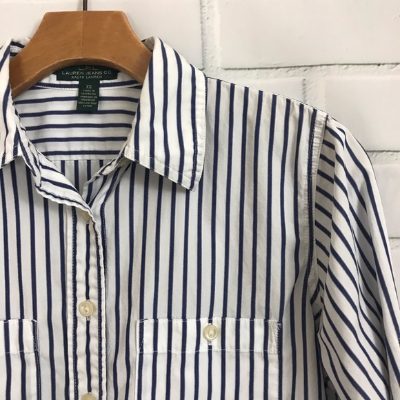 Ralph Lauren Jeans LRL pinstripe Button up blue - Picture 3 of 7
